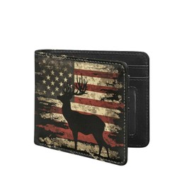 Coldinair American Flag Boy Cool Wallet Deer Leather Wallet for Boys Kids Purse Bifold Rfid Blocking Wallet with Coin Pocket and Card Cash Holder for Youth Men