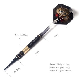 Cuesoul Dragon deluxe soft darts set, with luxury case, 16 g.