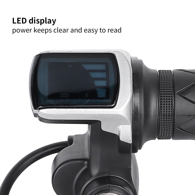 60V LED Digital Meter Electric Bike Scooter Throttle Grip Handlebar