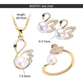 BKEPDY Jewellery Set Women's Swan Chain Bracelet Ring Necklace 3 Pieces Imitation Pearls Women's Jewellery Set Delicate Women's Jewellery Set Accessories Jewellery Set Girls for Girlfriend Mother