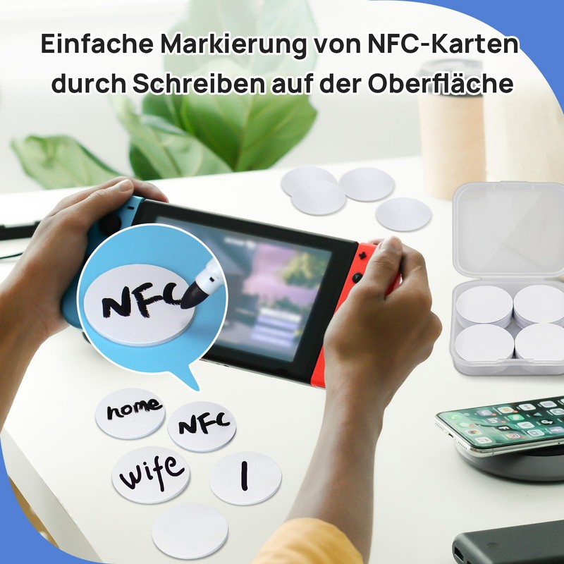 Pack of 20 NFC Tags, Rewritable NTAG215 NFC Cards, 25