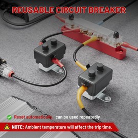 RED WOLF (30A 1PCS) DC 6V-50V Automatic Reset Circuit Breaker #10-32 Stud Bolt Type Circuit Breaker with Metal Fuse Housing Pre-Trimmed Cover Reusable for Boat Marine Trolling Motor RV Battery System