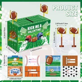 Valentines Boxes for Kids Valentines Mailbox Set Valentines Cards DIY Valentines Card Box with 36 Valentines Day Cards for Girls Boys School Classroom Exchange Valentine Party Favors (Football)