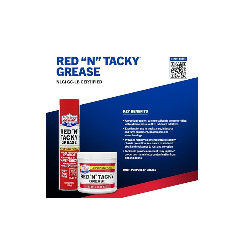 Lucas Oil 10005 Red N Tacky Grease - 14 Ounce