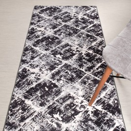 Custom Length, Slip Resistant Modern Abstract Carpet Runner Rug Mat for Entry Hallway Kitchen Laundry, Machine Washable, Light Weight, 31 inch x 19 feet