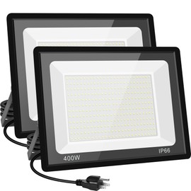 Sunkkes 400W LED Stadium Flood Lights Outdoor,Super Bright LED LED Arena Lights 85-265V IP66 Waterproof 5000K Daylight White Commercial Lighting for Sports Fields and Counts(2 Pack)