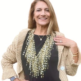 Gold Scarf for Women Dressy - Lightweight Scarf for Women Summer - Light Infinity Scarves - Sparkle Scarfs for Evening Party New Years - Scarfs Gift for Christmas