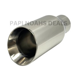 PAPI NOAHS DEALS 2" In Slant Cut 3" Out 7" Long Polished Stainless Steel Dual Wall Exhaust Tip