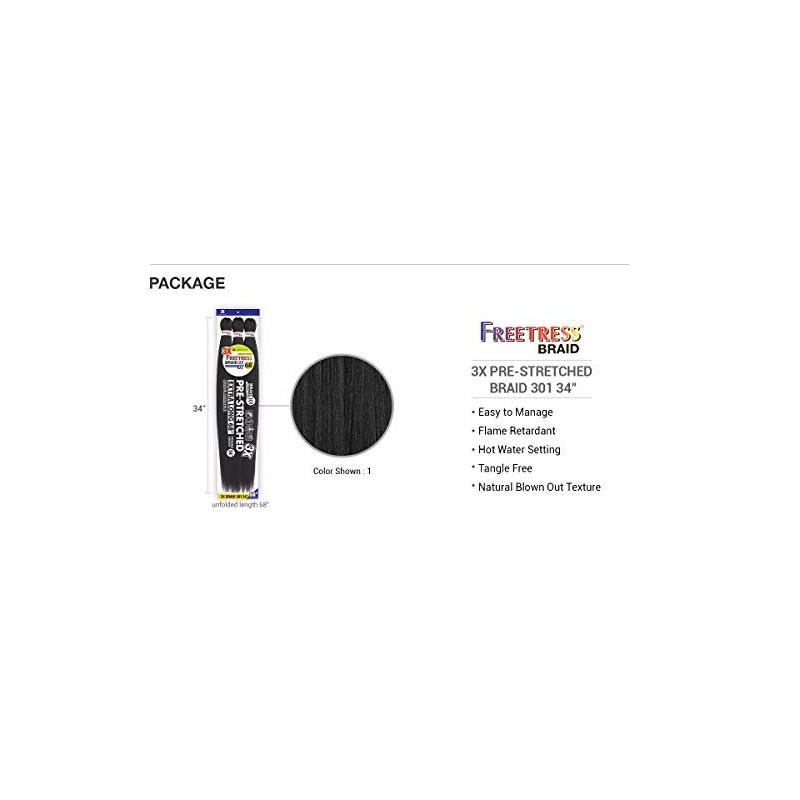Freetress Synthetic Pre Stretched Braid - 3X BRAID 301 34"