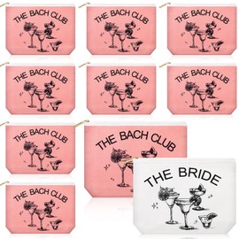 Sunnymove 10 Pcs the Bach Club Cosmetic Bags Bachelorette Bridesmaid Gift Bags for Wedding Bridal Bachelorette Party Favor Decoration Toiletry Makeup Case Gifts(Pink)