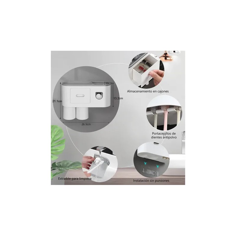Soporte Para Cepillo De Dientes Con Dispensador Automático