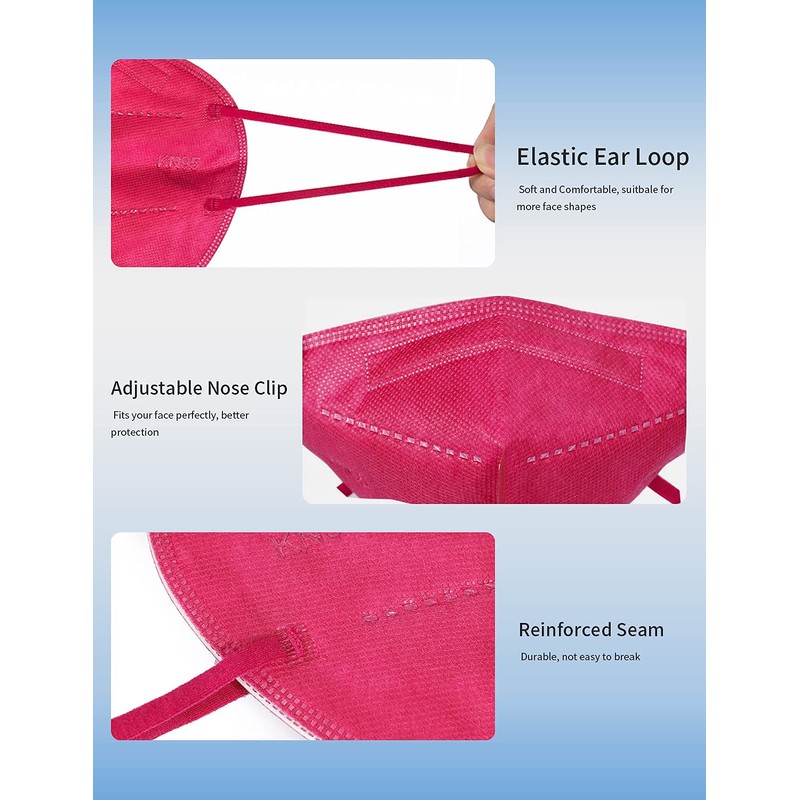 HUHETA KN95 Face Mask 60 PCs, 5-Ply Safety Masks for