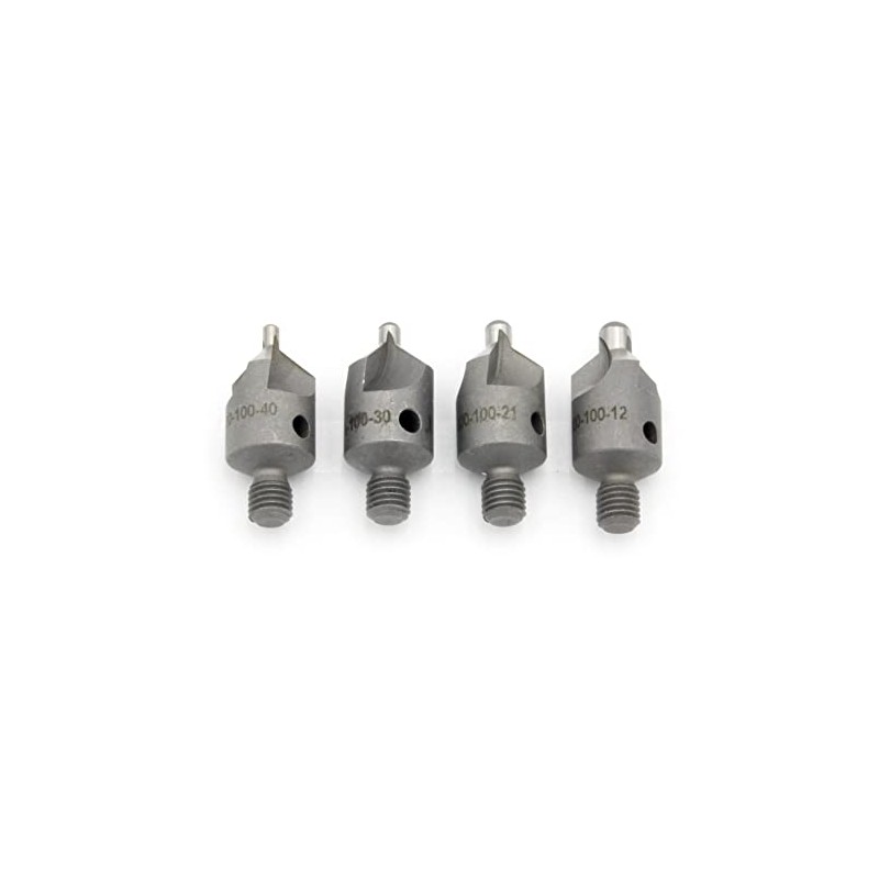 4 Piece 100 Degree Countersink Bit Set, #12, #21, #30,