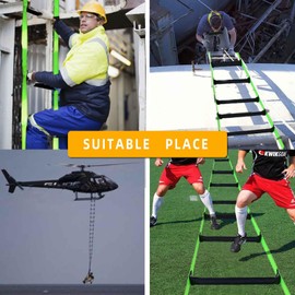 Emergency Fire Escape Ladder,Flame Resistant Safety Rope Ladder with Hooks 13FT/16FT/26FT/32FT/49FT,Fast to Deploy,Easy to Store Withstand Weight up to 1300 pounds (32FT)