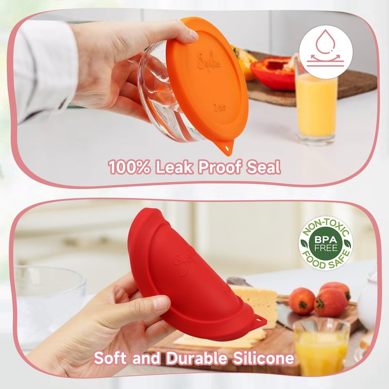 Sophico 2 Cup Round Silicone Storage Cover Lids Replacement for
