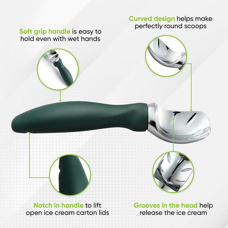 Spring Chef Ice Cream Scoop with Comfortable Handle, Professional Heavy