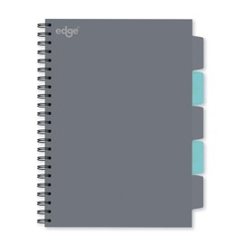 A4 Project Notebook 5 Dividers Twin Wire Soft Cover Grey & Mint Green Study Book Project Management