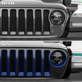 SQQP Grille Grill Insert+Headlight Turn Light Cover Compatible with 2018-2023 Jeep Wrangler JL JLU Sport/Sport S Only,Not for Sahara,Rubicon 4xe(Yellow)