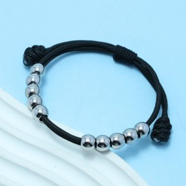 LAMIBEE Golf Stainless Steel 10 Beads Score Counter Bracelet, 2mm Paracord Durable Thread Resizable Easy to Adjust Round Scoring Tracker, Golf Accessory (8mm Black)