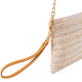 SINGBO Crossbody Summer Handbag for Women Beach Straw Purse with Strap, Beige