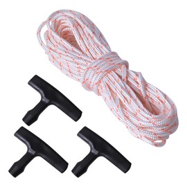Kioiner 10m 3.5mm Diameter Recoil Starter Rope with 3 Pcs Starter Handles for Lawn Mower Chainsaw Trimmer Edger Brush Cutter Generator Engine Parts