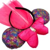 Needzo Sparkly Mouse Ears With Hot Pink Bow and Veil,