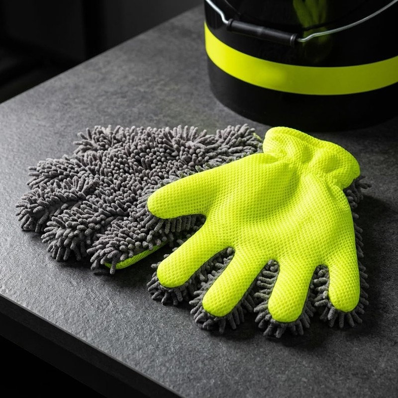 Satiskid 2 Pack Five Fingers Chenille Car Wash Gloves, Double