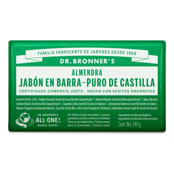 Dr. Bronners Jabon De Castilla Barra Dr Bronner's Almendra Organico 140gr