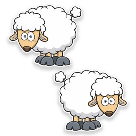 2 x 10cm Sheep Vinyl Sticker Laptop Helmet Bike Car Kids Farm Lamb Funny #9277 (10cm Wide x 8.5cm High)