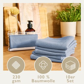 Blumtal® Geschirrtücher 30x30 cm im 10er Set - Geschirrtücher Baumwolle 100% - Küchentücher bei 60 °C waschbar - Trockentücher Küche - Spüllappen Baumwolle - Spültuch - Geschirrhandtuch in blau