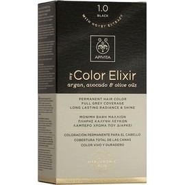 Apivita My Color Elixir No 1.0 Black (Hair Color Cream 50ml & Color Developer 75ml & Post Color Hair Cond 2x15ml)