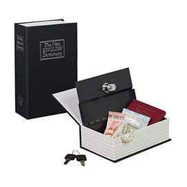 Relaxdays Safe with Key in Book Shape Steel Compartment, Black, 5.5 x 11.5 x 18 cm