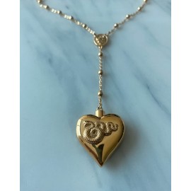 Barkley Design Saint Lana Del Rey LDR Style Stash Necklace/Rosary Chain/Hollow Pendent/Heart Shaped With Snakes and Spoon