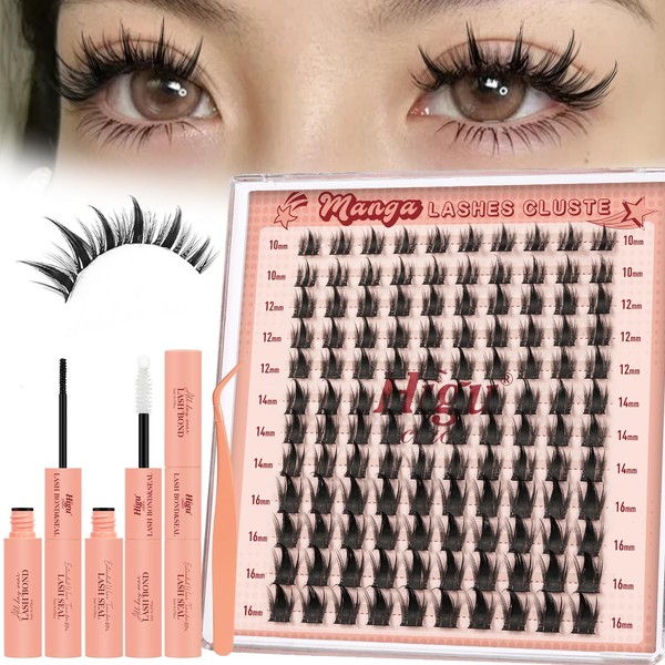 Higu clace Manga-Lash-Clusters, D Curl Individual 10-16mm Japanese Style DIY
