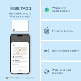 Black Emblem Item Finder, Works with Apple Find My APP (iOS Only),Rechargeable Air Tag Card,Wallet Tracker Card with IP68 Waterproof, Item Locator for Luggage Tags, Passports, Keys(Wihte)