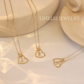 LIHELEI Women Heart Initial Necklaces, 925 Silver Heart Initial Necklaces for Teen Girls Women, Dainty Letter Necklace for Women Kids Girls Women's Jewellery Gifts - Z(Gold)