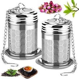 Set de 2 Infusores de té de Acero Inoxidable,Metal Colador Té,Multiusos Colador de Condimentos,Colador de Condimentos de Especias (Plateado)
