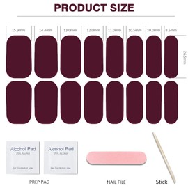 Ruzister Pack of 16 UV Nail Stickers | Semi-Cured Gel Nail Strips (Burgundy Plum) - UV Light Required Gel Nail Wraps, Slightly Slimmer and More Translucent