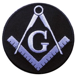 MASONIC SQUARE COMPASS G EMROIDERED IRON ON PATCH