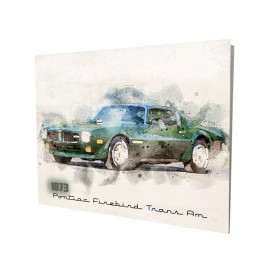 Unbranded 1973 Pontiac Firebird Trans Am Green Muscle Car Design 16x20 Aluminum Wall Art