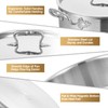 Inqibee Tri-Ply Stainless 7 QT Sauté Pan with Steel Lid,