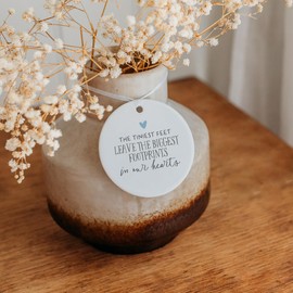 Baby Loss Memorial Gift - Miscarriage/Stillbirth Keepsake - The Tiniest Feet Leave The Biggest Footprints In Our Hearts (Blue, Ceramic Ornament)