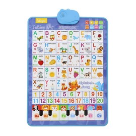 Bilingual Talking Wall Chart for Kids – English & Spanish Learning Poster with Songs, ABCs, Numbers, Animal words & Piano – Interactive Educational Toy for Toddlers 1-6 – No Screen, Battery Powered classroom use Alphabet Preschool:_English-Spanish Alphabet-Blue
