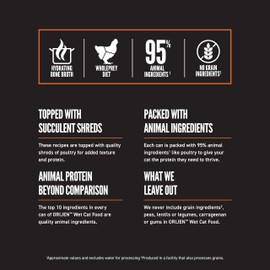 ORIJEN™ Chunks & Shreds Wet Cat Food Variety Pack: Original + Salmon & Chicken Entrées, 3oz Cans (12 Count, 6 of Each)