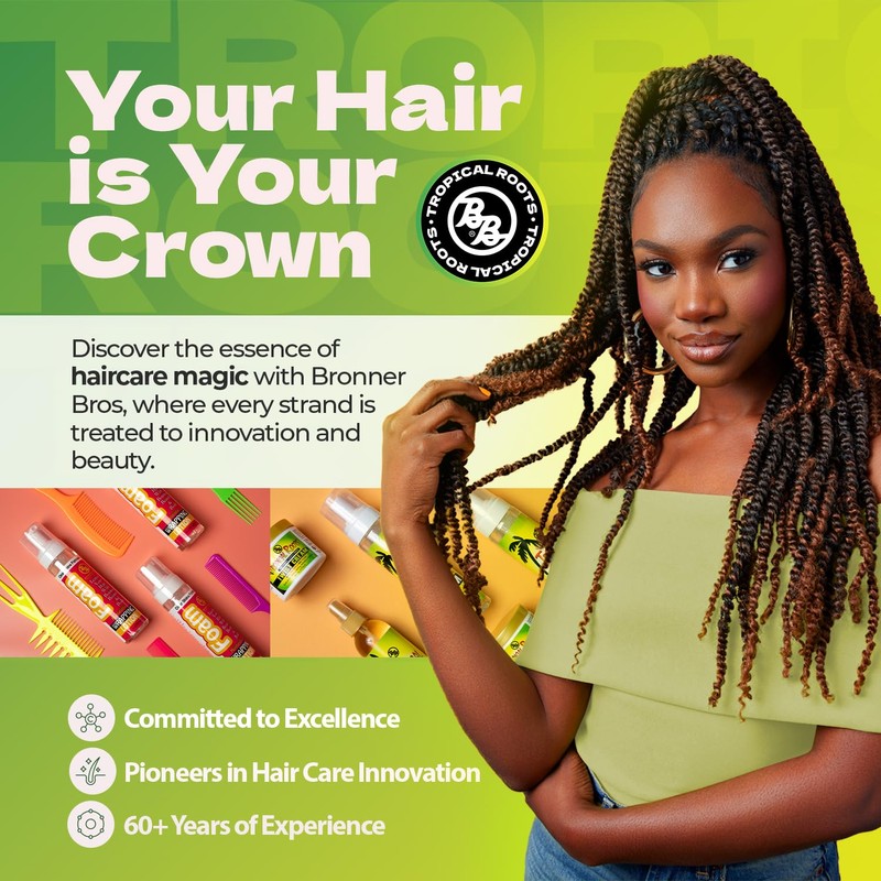 Bronner Brothers Tropical Roots Black Castor, OIL, Rosemary, 5 Fl