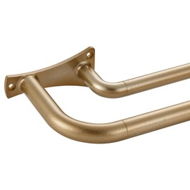 Antique Gold Double Curtain Rods, Wrap Around Double Curtain Rods for Window 28-48 Inch, Room Darkening Double Drapery Rods, 3/4-Inch Front and 5/8 Inch Back Telescoping Double Blackout Curtain Rods