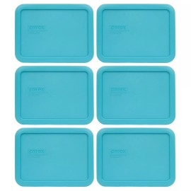Pyrex 7210-PC Surf Blue Rectangular Food Storage Replacement Lid Cover (6-Pack)