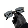 Unbranded Gem Cut Dark Black Tint Gold Frame Rimless Luxury