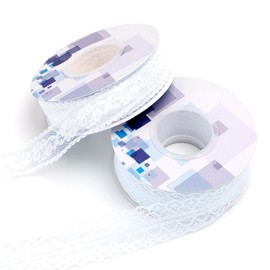 TOTSUN 2 Rolls of White Lace Ribbon (23 Meter）, 3cm and 2.5cm Wide Vintage Lace Tape for Decorative Bouquets, Gift Boxes, Sewing, Patchwork, DIY and Weddings