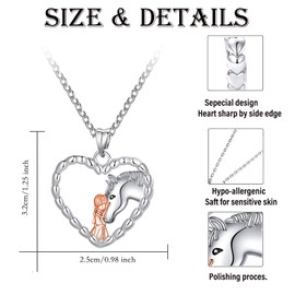 Yuluzeln Unicorn Horse Necklace Gift for Girls, Unicorn Horse Jewellery Gifts with Heart Pendant Silver for Women Daughter, Sterling Silver